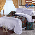 CVC white color 300TC 3cm stripe dobby hotel bedding sheets set
